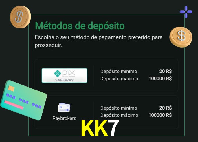 O cassino KK7 oferece uma grande variedade de métodos de pagamento